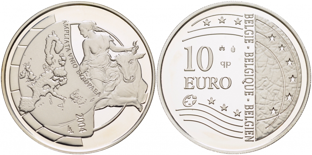 Бельгия 10 евро 2004 Расширение Европейского Союза KM 234 серебро PROOF 1082-9-63
