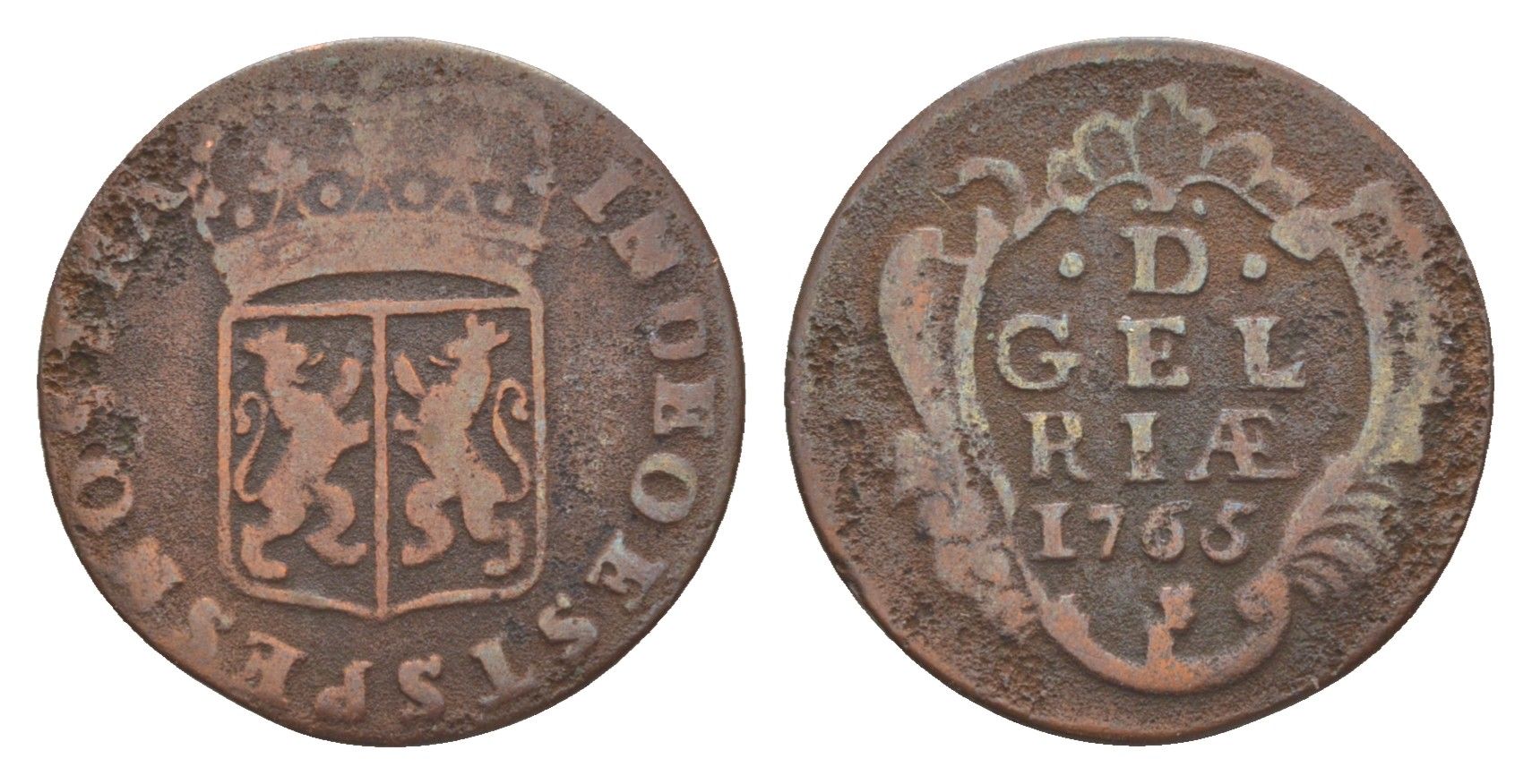 Нидерланды, Гелдерланд 1 дуит 1765 Голландская Республика KM 93 медь 441-112