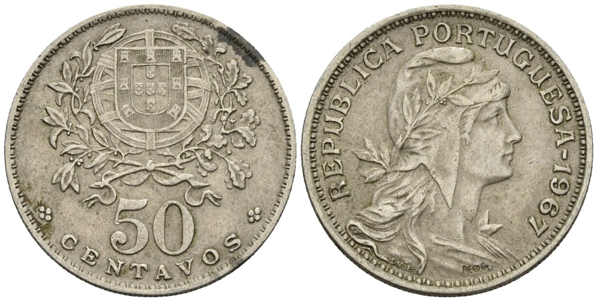 Португалия 50 сентаво 1967 KM 577 медно-никель 4148-342