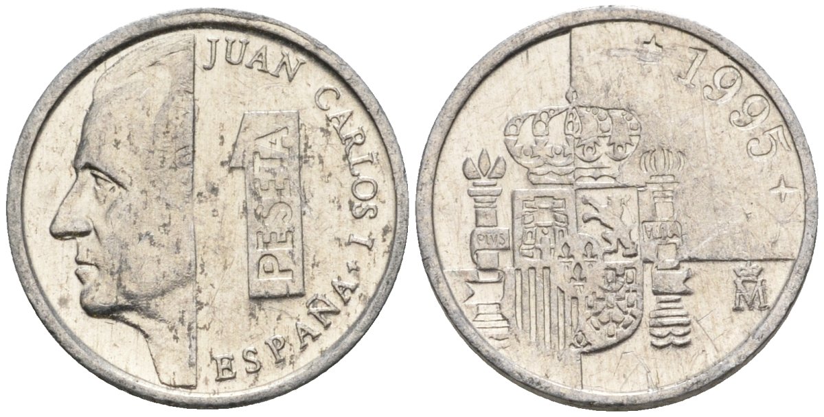 Испания 1 песета 1995 M, Хуан Карлос I (1975-2014) KM 832 алюминий 4602-1161
