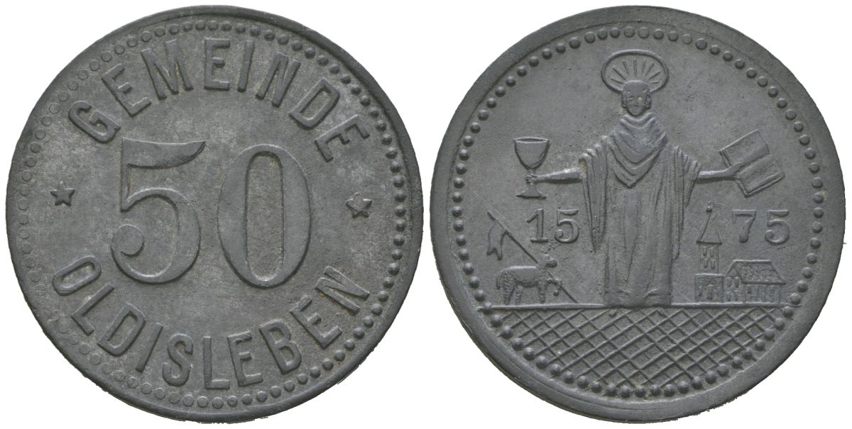 Ольдислебен (Саксен-Веймар-Эйзенах) 50 пфеннингов ND (1917) Funck 408.9, Men18 24966.10 цинк 4586-946