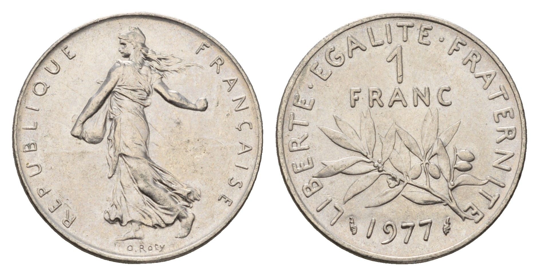 Франция 1 франк 1977 сеятель KM 925 никель 4673-1143