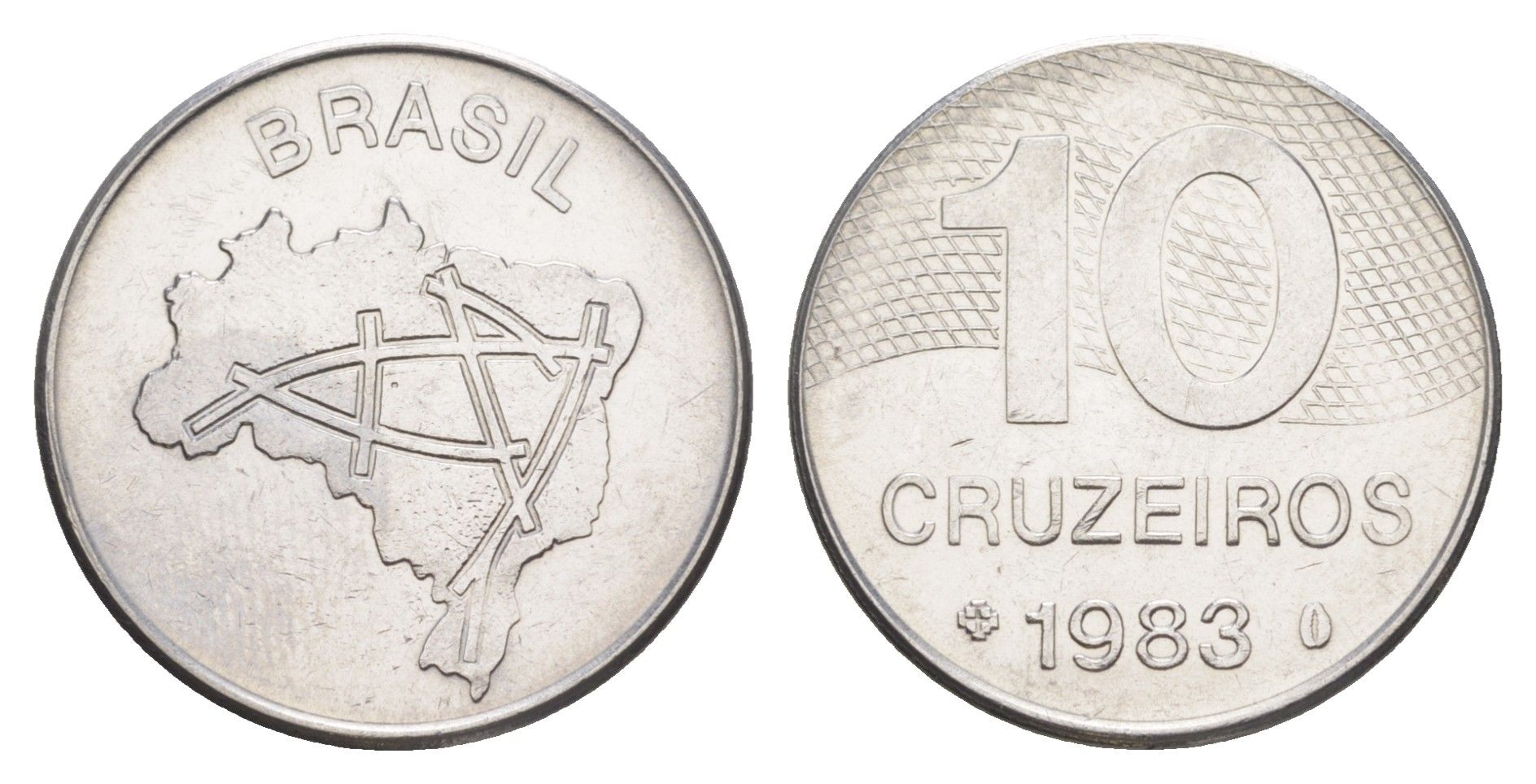 Бразилия 10 крузейро 1983 KM 592.1 нержавеющая сталь UNC 4642-1222