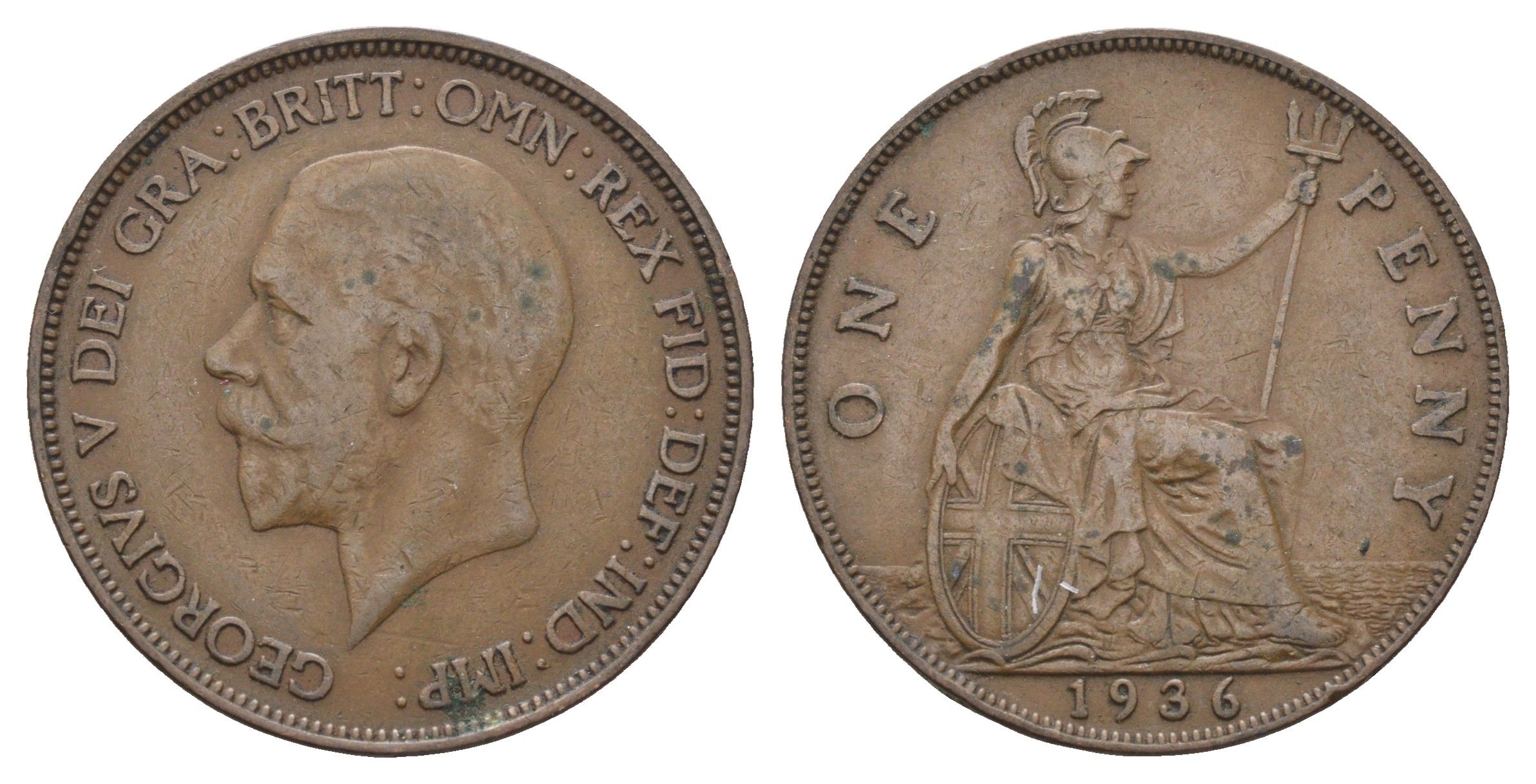 Великобритания 1 пенни 1936 Георг V (1910-1936) KM 838, Spink 4055 бронза 4661-736