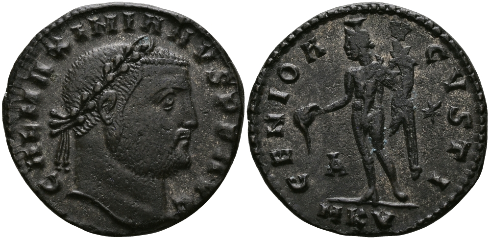 Римская Империя нуммий 308 - 310 Галерий GENIO AVGVSTI Кизик Good Very fine RIC 42 бронза 1073-10-23