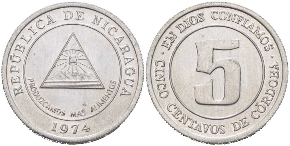 Никарагуа 5 сентаво 1974 ФАО KM 28 алюминий UNC 217-453