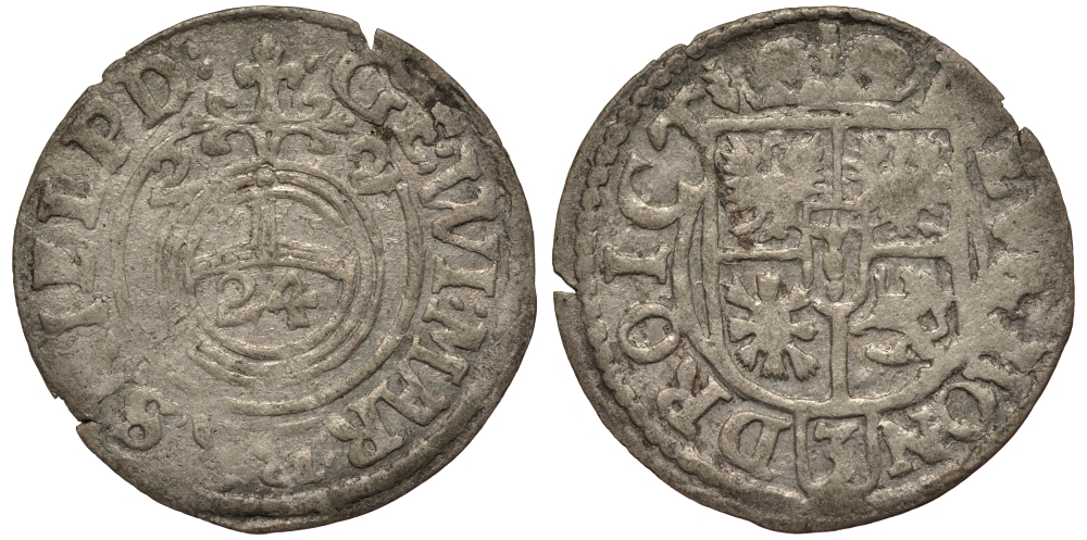 Бранденбург-Пруссия 1/24 талера 1622 Георг Вильгельм (1619-1640), вес 0,99 гр. KM 106 серебро 1516-141