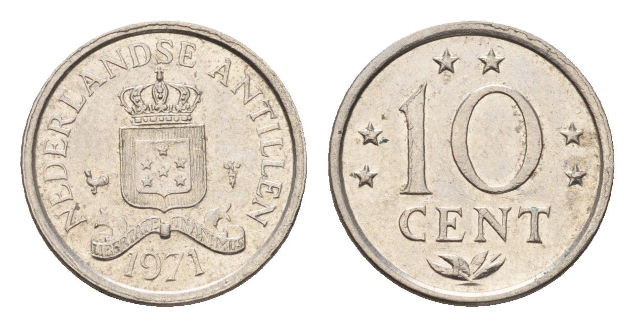 Нидерландские Антильские острова (Нидерландские Антилы) 10 центов 1971 Юлиана (1948-1980) KM 10 никель 4669-1265