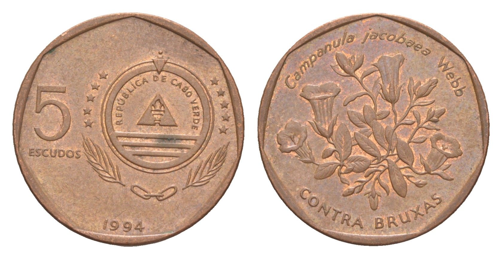Кабо-Верде 5 эскудо 1994 KM 31 сталь плакированная медью 4643-635
