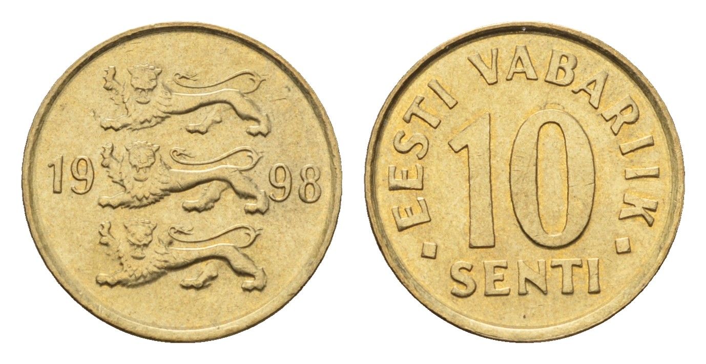 Эстония 10 сентов 1998 KM 22 латунь UNC 4689-642