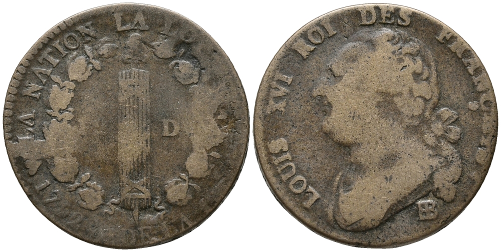 ФРАНЦИЯ 1 ДЕСИМЕ L'AN 5 А KM 644.1 (С137.1) бронза 32-914