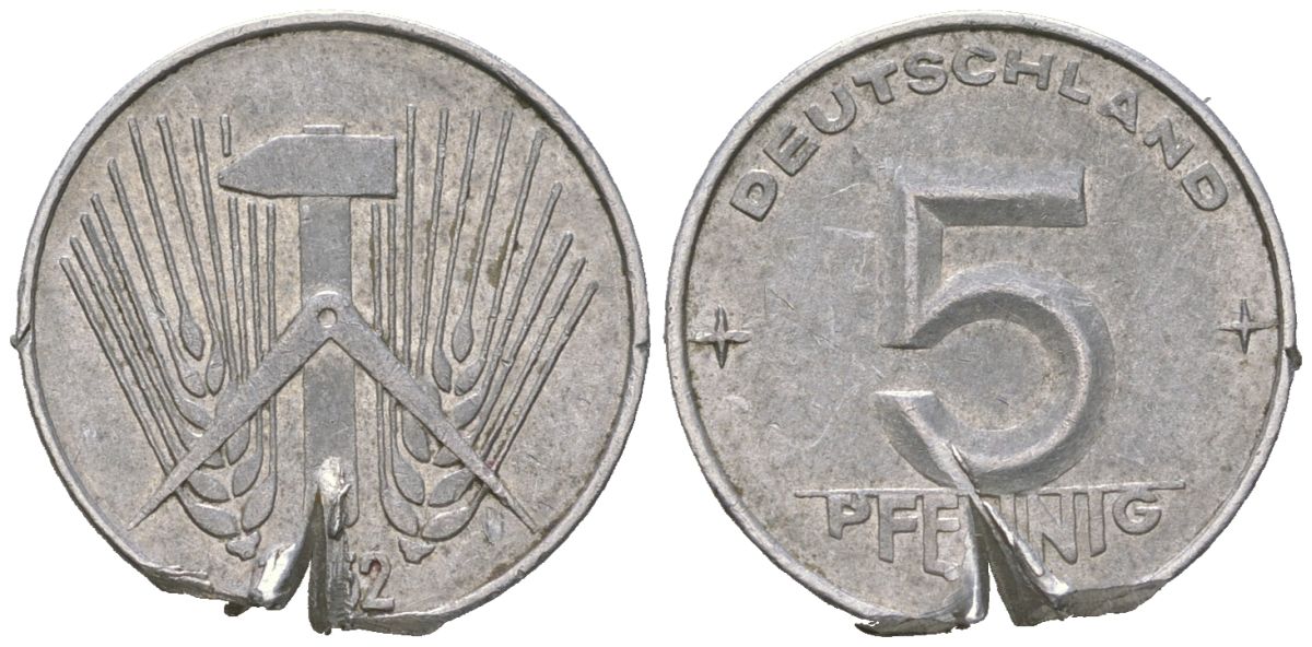 ГДР 5 пфенингов 1952 A KM 5 алюминий 99-525
