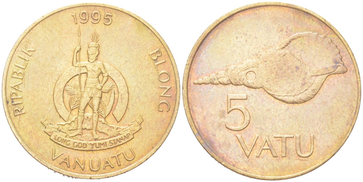 Вануату 5 вату 1995 KM 5 медь алюминий никель UNC 4128-1121