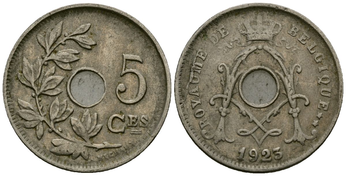Бельгия 5 сантимов 1923 Belgique KM 66 медно-никель 4173-523