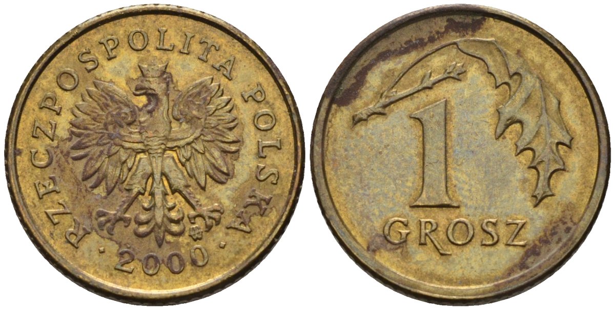 Польша 1 грош 2000 MW KM 276, Parchimowicz 701i латунь 4580-448