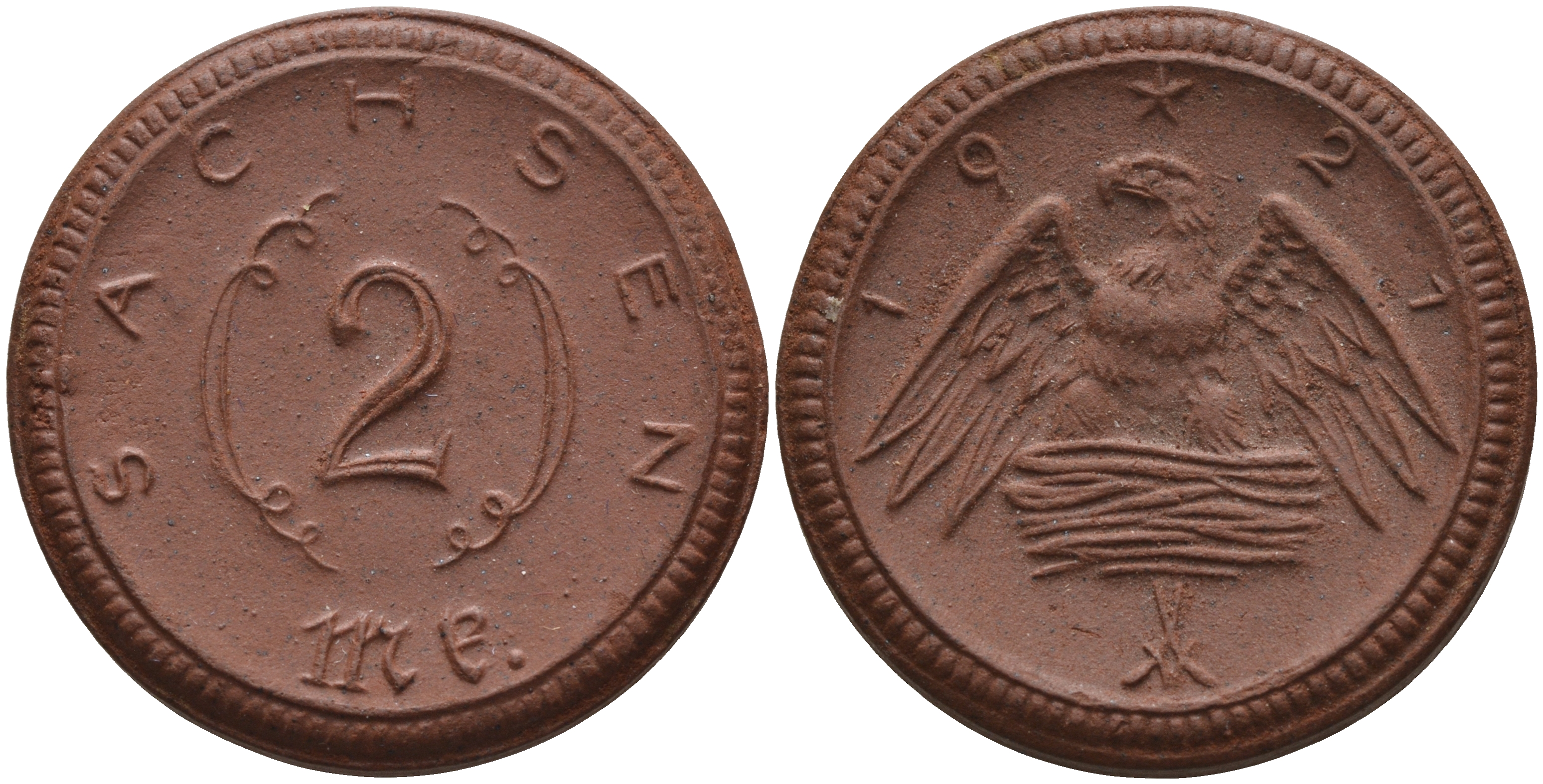 Саксония 2 марки 1921 J. N 56 фарфор 1094-2-84