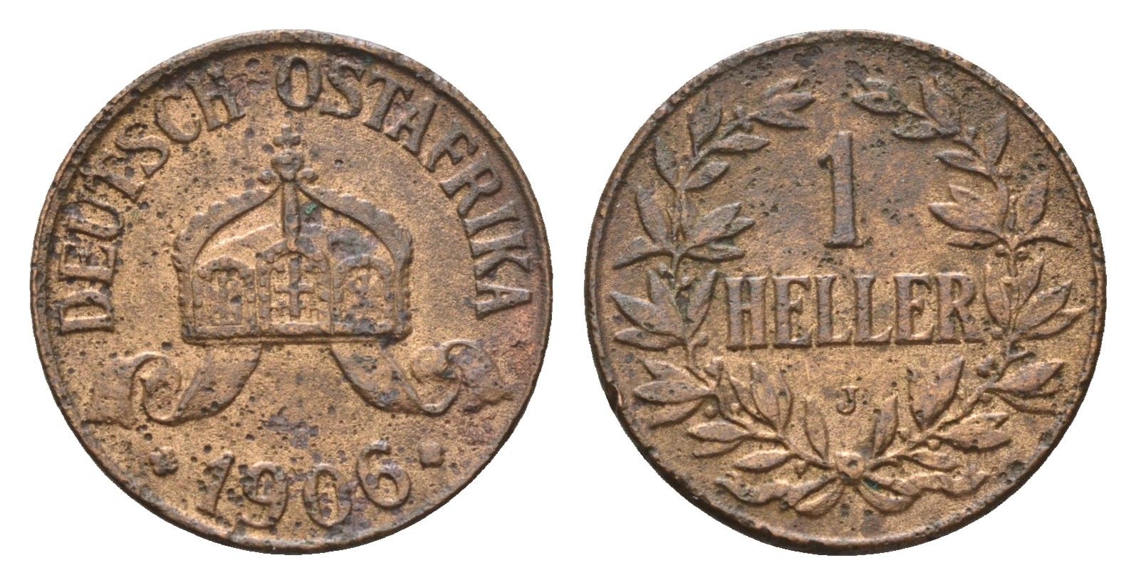 Германская Восточная Африка 1 геллер 1906 J KM 7 бронза 4154-326