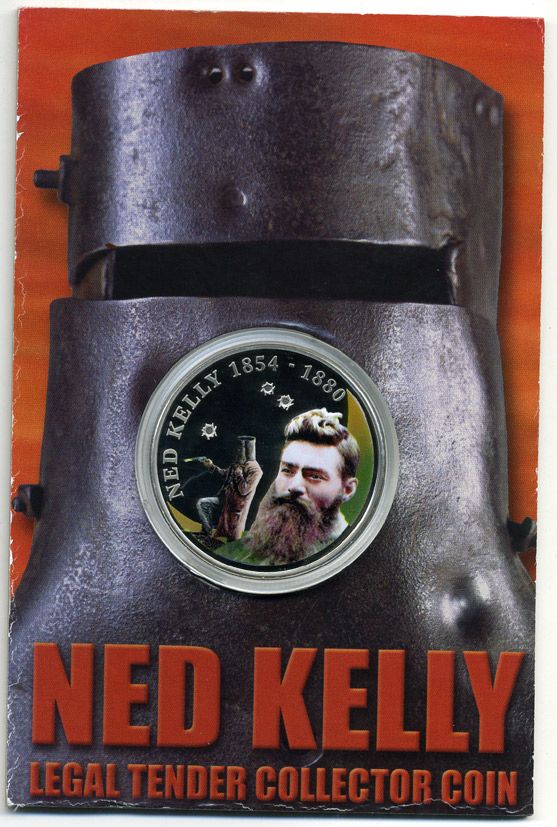 Острова Кука 50 центов 2004 разбойник Нед Келли, цветная эмаль, в оригинальном буклете KM 1144 медно-никель PROOF 4-5-1-9