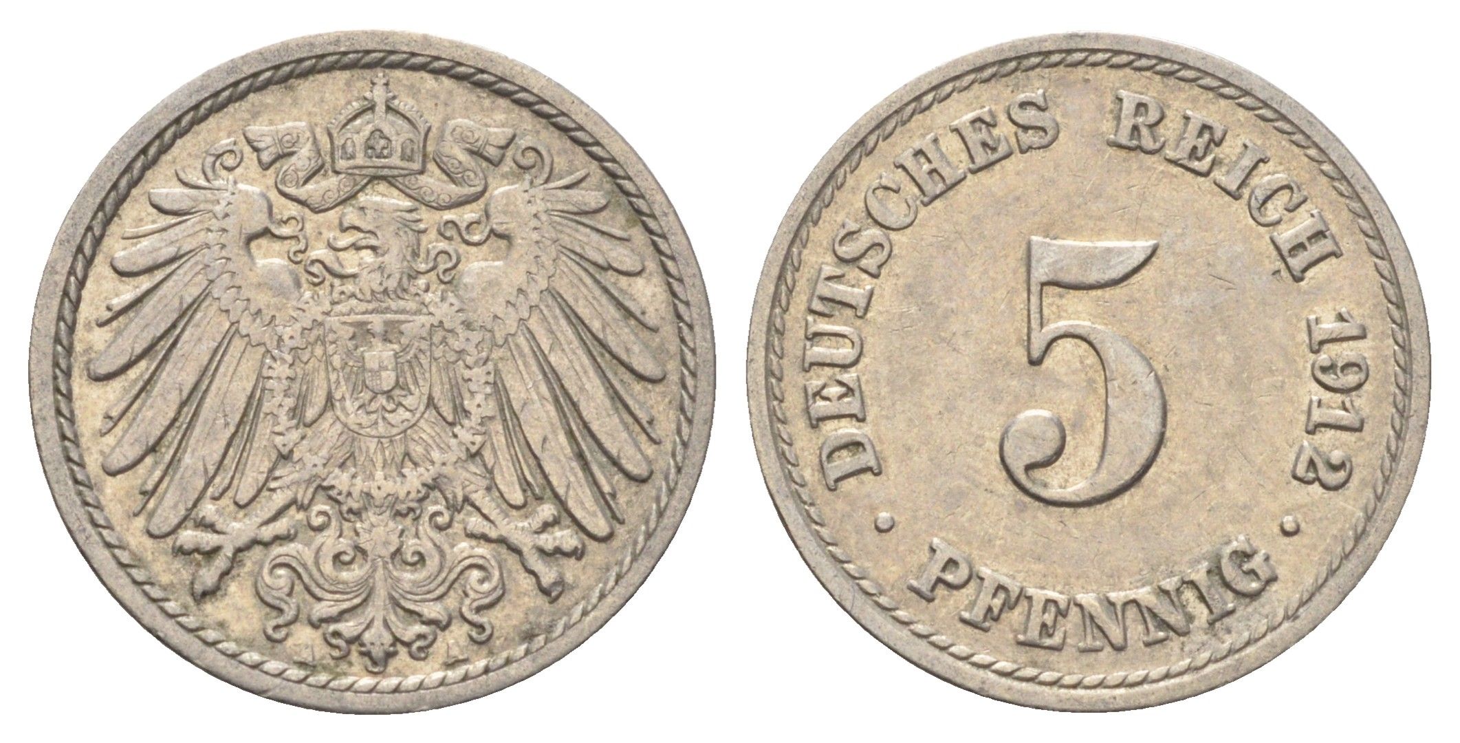 Германия 5 пфеннигов 1912 A KM 11, J. 12 медно-никель 4701-1046