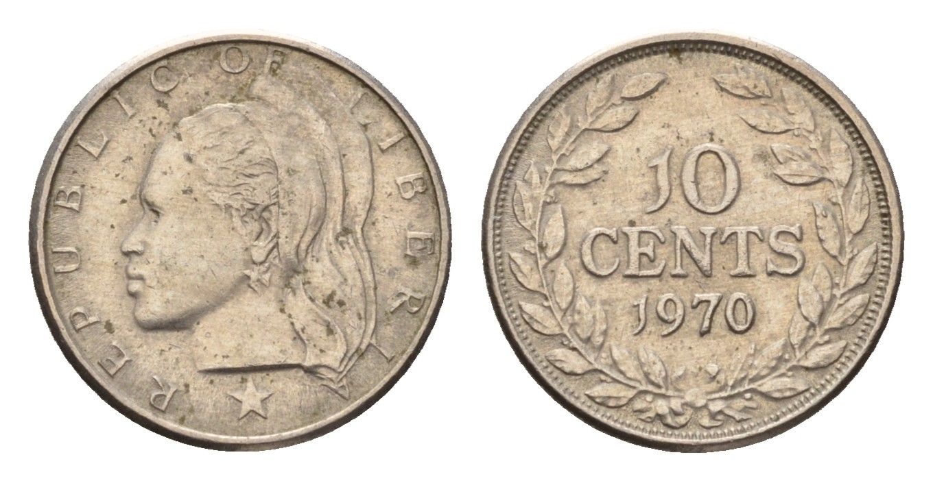 Либерия 10 центов 1970 KM 15a.2 медно-никель 4640-652