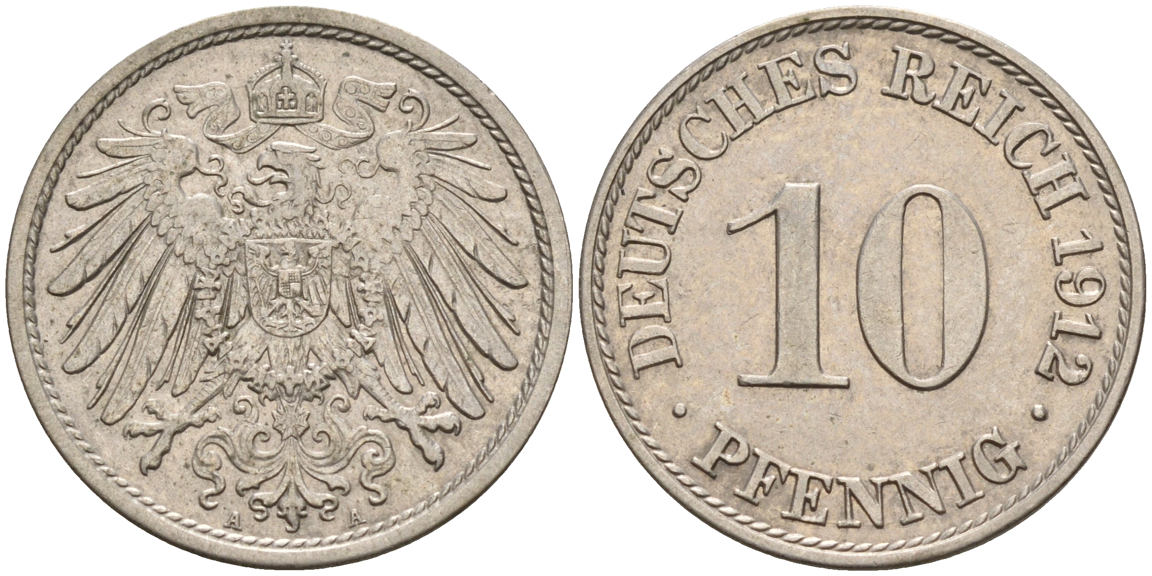 Германия 10 пфеннигов 1912 А KM 12 J. 13 медно-никель    4153-316