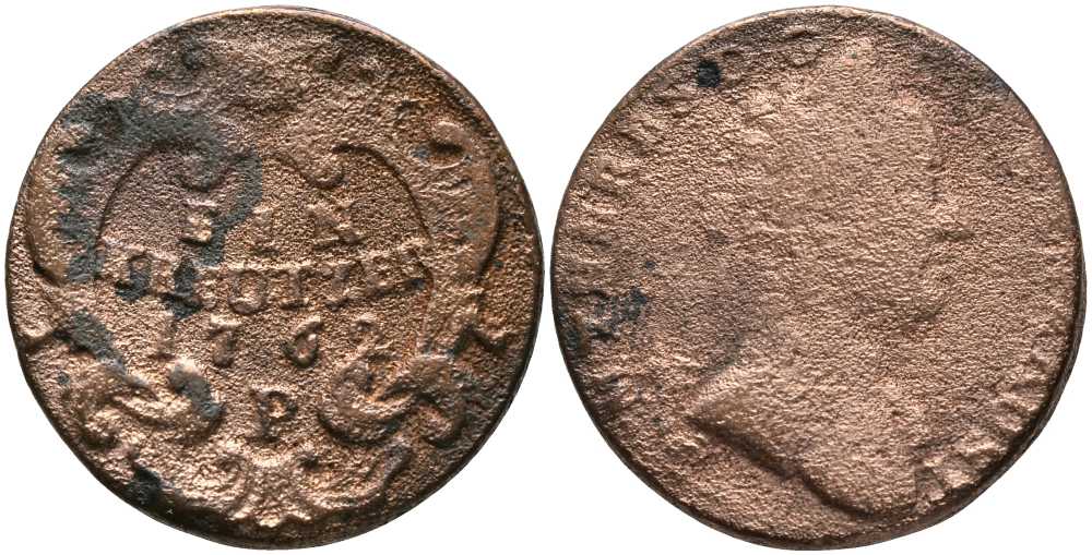 АВСТРИЯ 1 КРЕЙЦЕР 1762 Р, МАРИЯ ТЕРЕЗА (1740-1780) KM 1993 медь 117-523