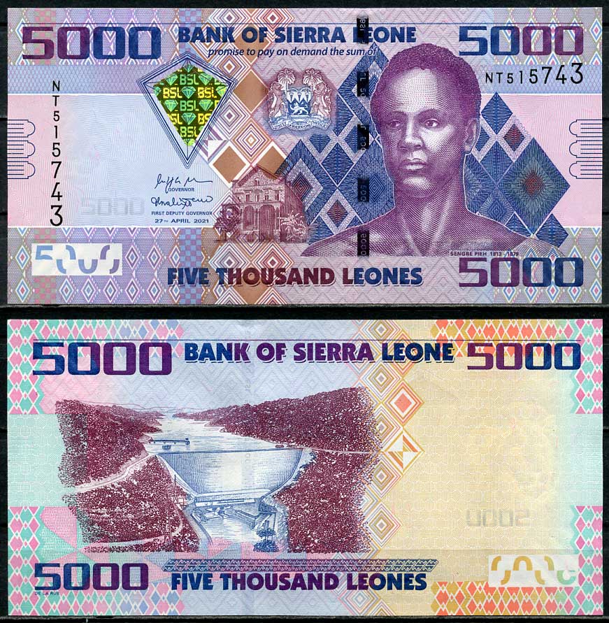Сьерра-Леоне 5000 леоне 2021 Сенгбе Пье, гидроэлектростанция Бумбуна Pick 32 f  бумага  UNC (пресс) 448-9-3