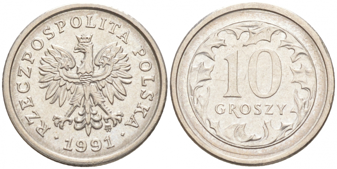 ПОЛЬША 10 ГРОШЕЙ 1991 MW KM 279 медно-никель 4516-147