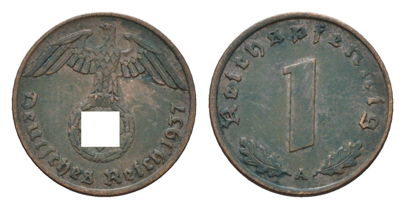 Германия 1 рейхспфенниг 1937 A KM 89, J. 361 бронза 4685-422
