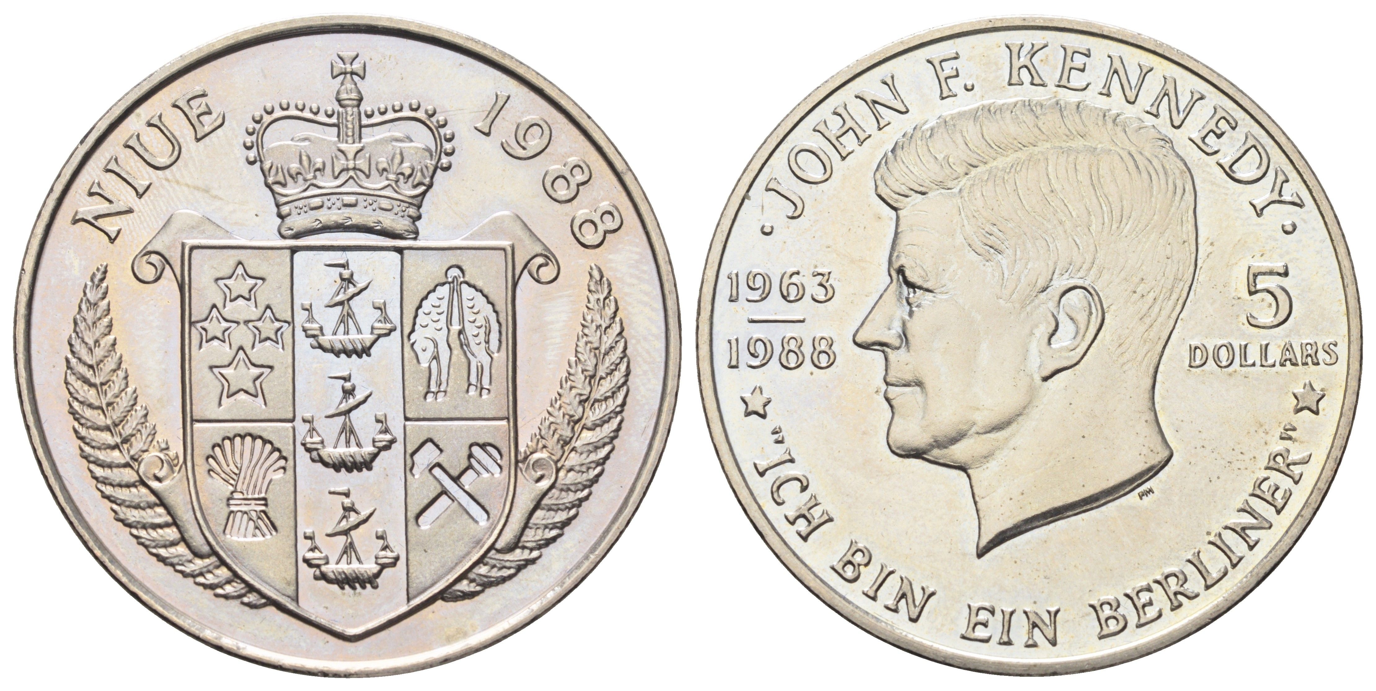 Ниуэ 5 долларов 1988 Джон Кеннеди KM 17 медно-никель BU 1087-9-62