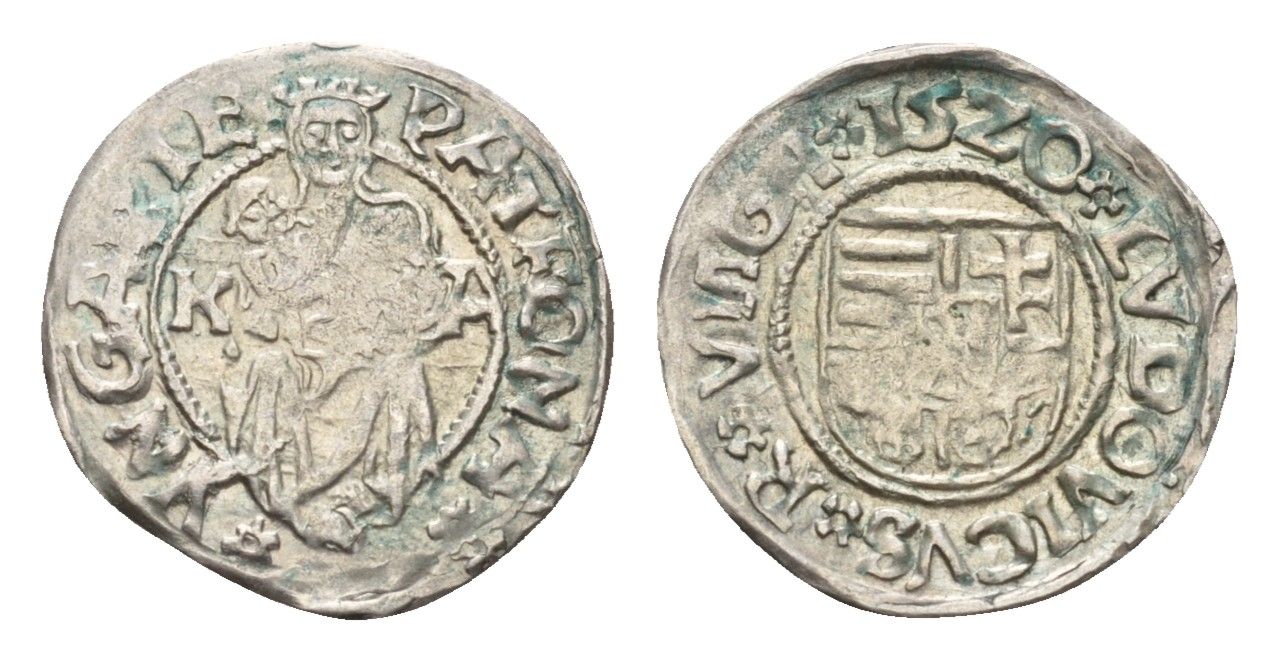 Венгрия 1 денар 1520 Людовик II (1516-1526) EH 673 серебро 443-1443