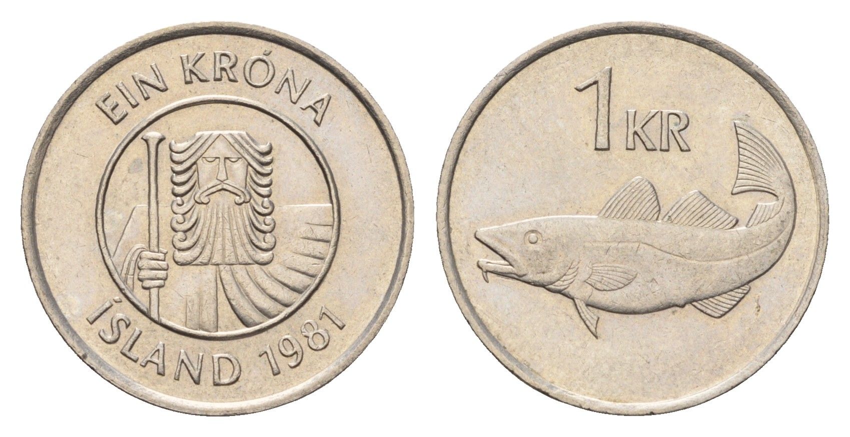 Исландия 1 крона 1981 треска KM 27 медно-никель 4691-524