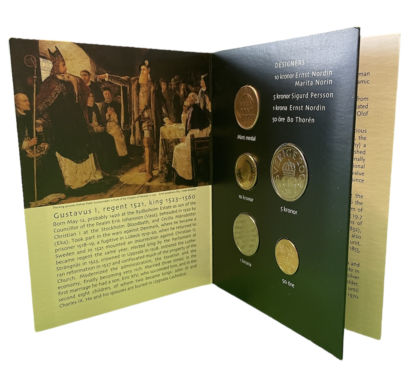 Швеция госнабор из 4 монет плюс оригинальный жетон, в картонном буклете Карл XVI Густав (1973- ), 2003 PROOFLIKE 3-4-1-51