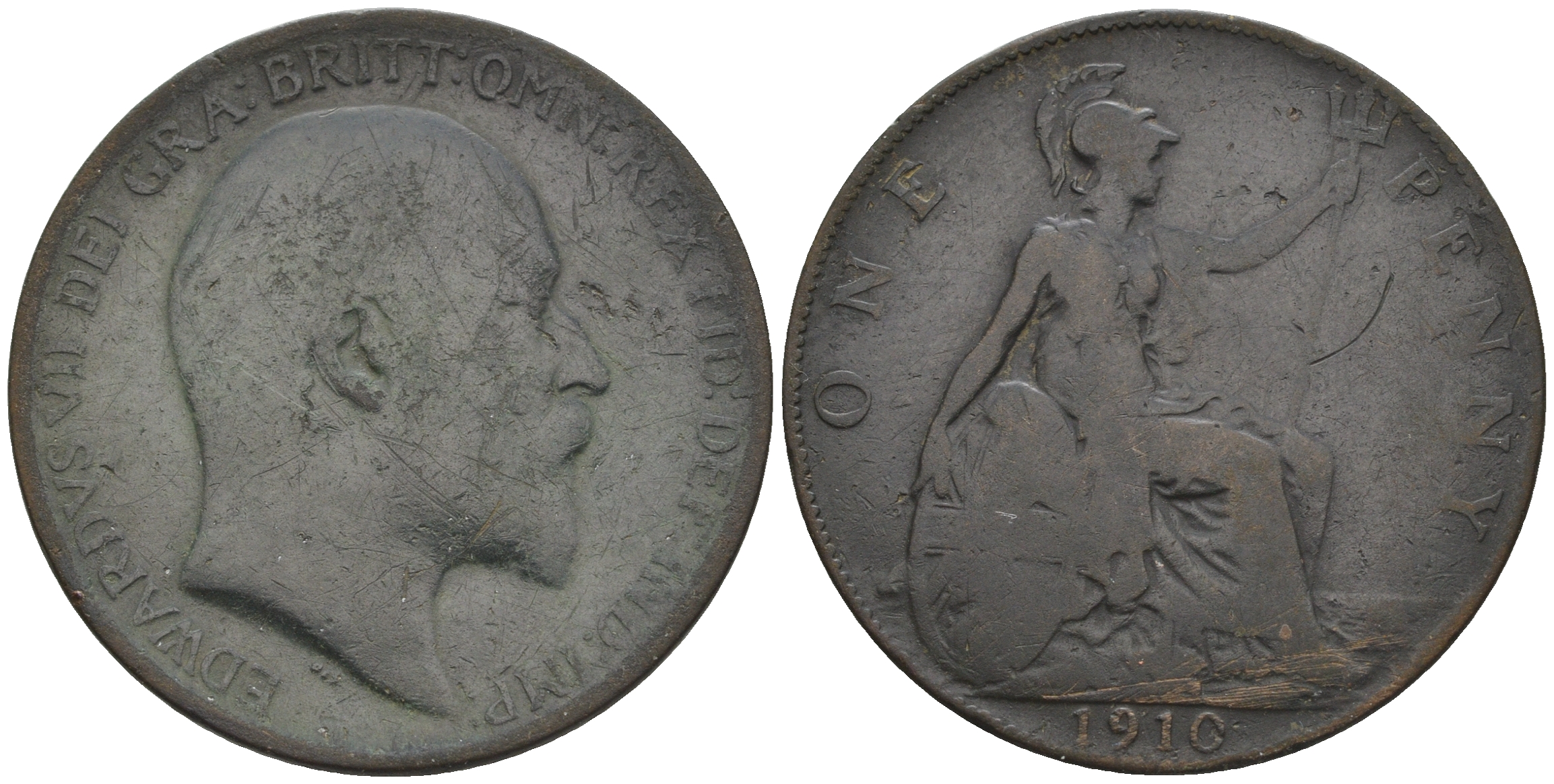 Великобритания 1 пенни 1910 Эдуард VII (1901-1910) KM 794.2, Spink 3990 бронза 4607-1022