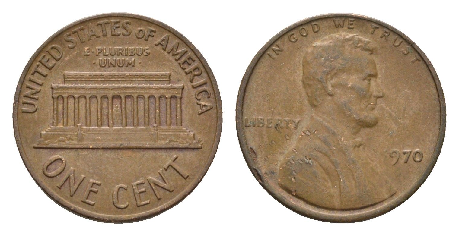 США 1 цент 1970 Авраам Линкольн KM 201 медь цинк 4674-516
