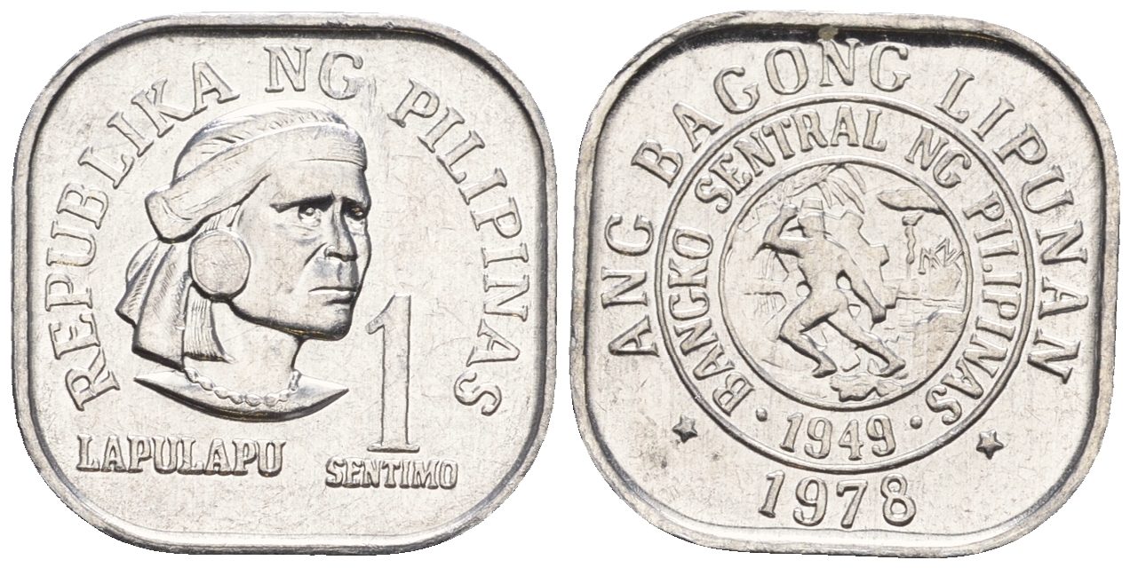 Филиппины 1 сентимо 1978 вождь острова Мактан Лапу-Лапу KM 205 алюминий  UNC  220-1141
