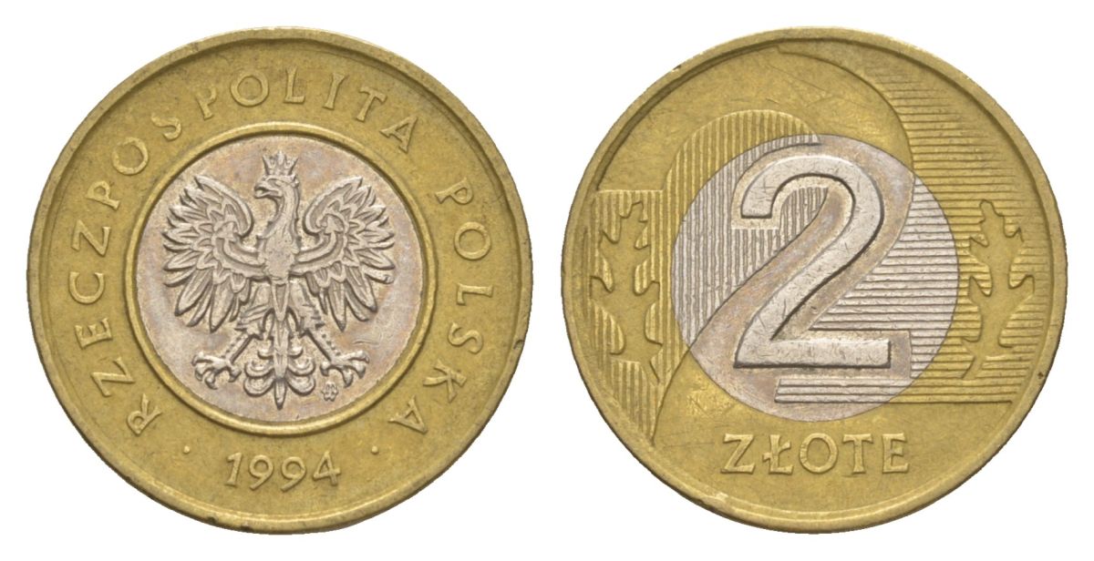 Польша 2 злотых 1994 Y 283 биметалл 4626-923