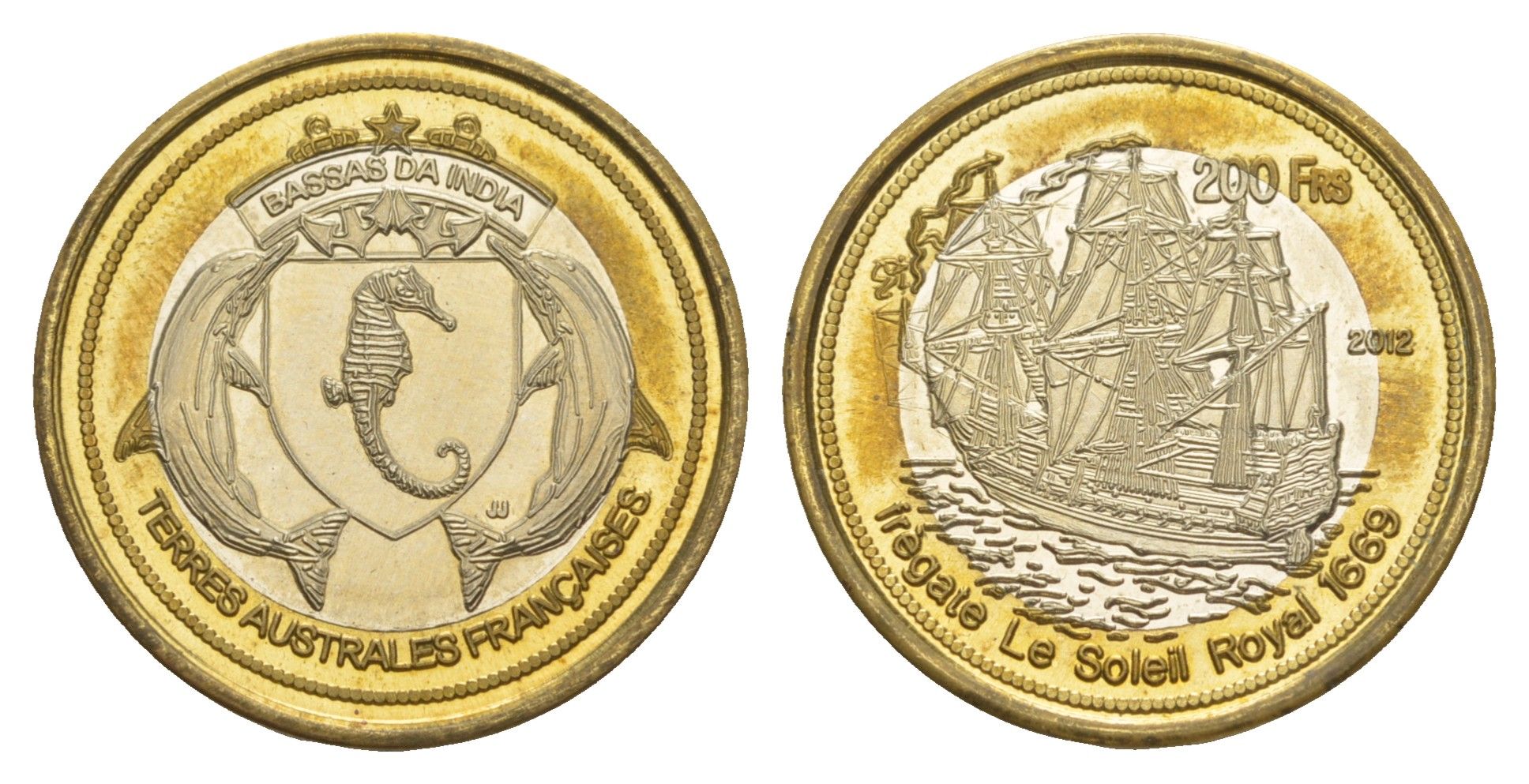 Бассас-да-Индия (Острова Эпарс) 200 франков 2012 биметалл BU 4646-1131