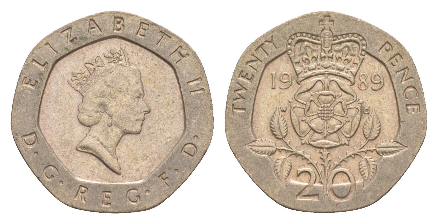 Великобритания 20 пенсов 1989 Елизавета II (1952-2022) KM 939, Spink 4361 (G2) медно-никель 4639-853