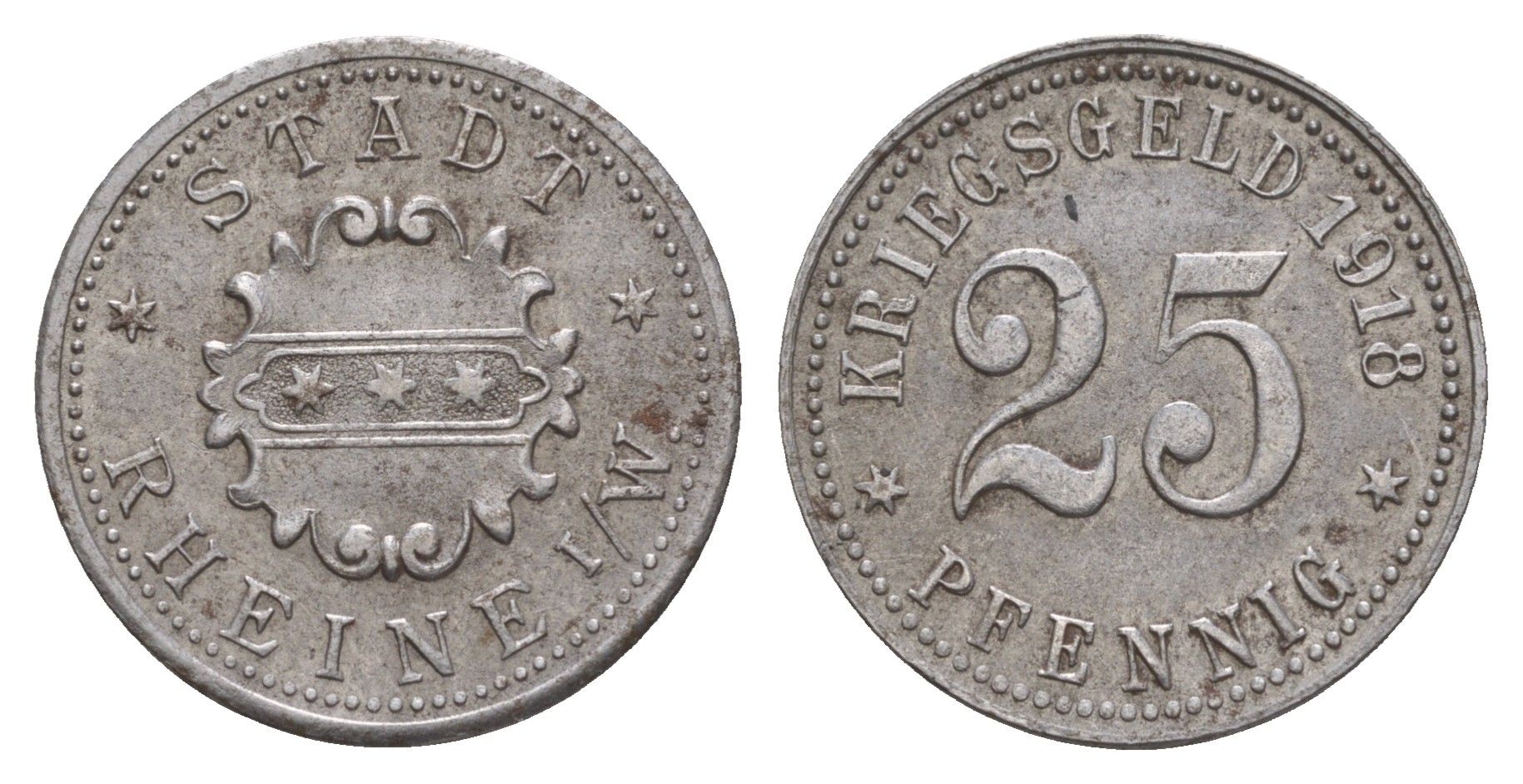 Райне 25 пфеннигов 1918 Funck 447.1, Men18 26979.1 железо 4657-1111