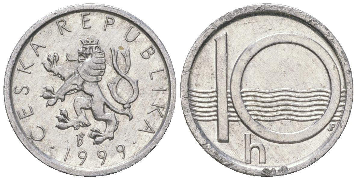 Чехия 10 геллеров 1999 b’ KM 6 алюминий aUNC 4532-757