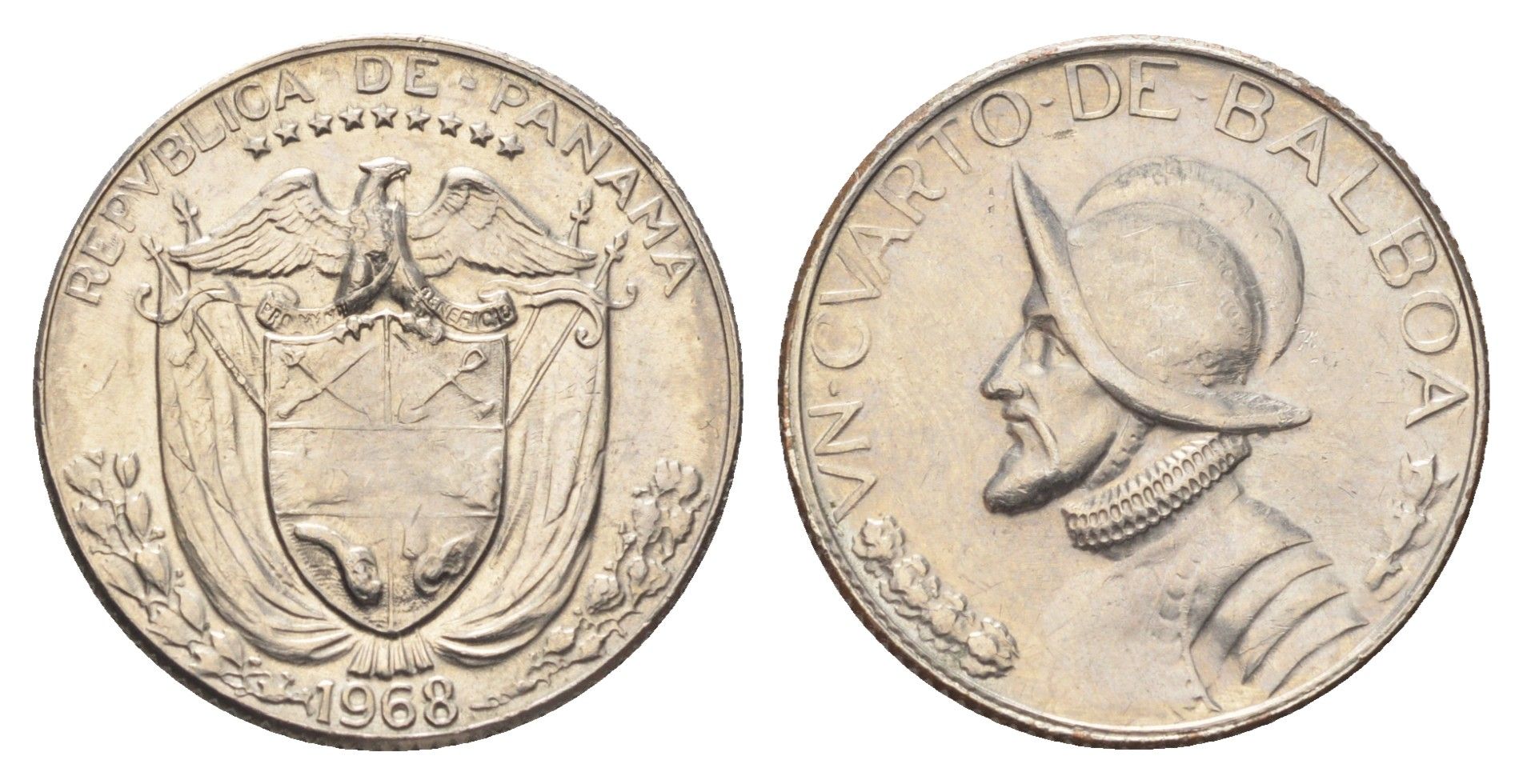 Панама 1/4 бальбоа 1968 KM 11.2a медь плакированная медно-никелем 4706-437