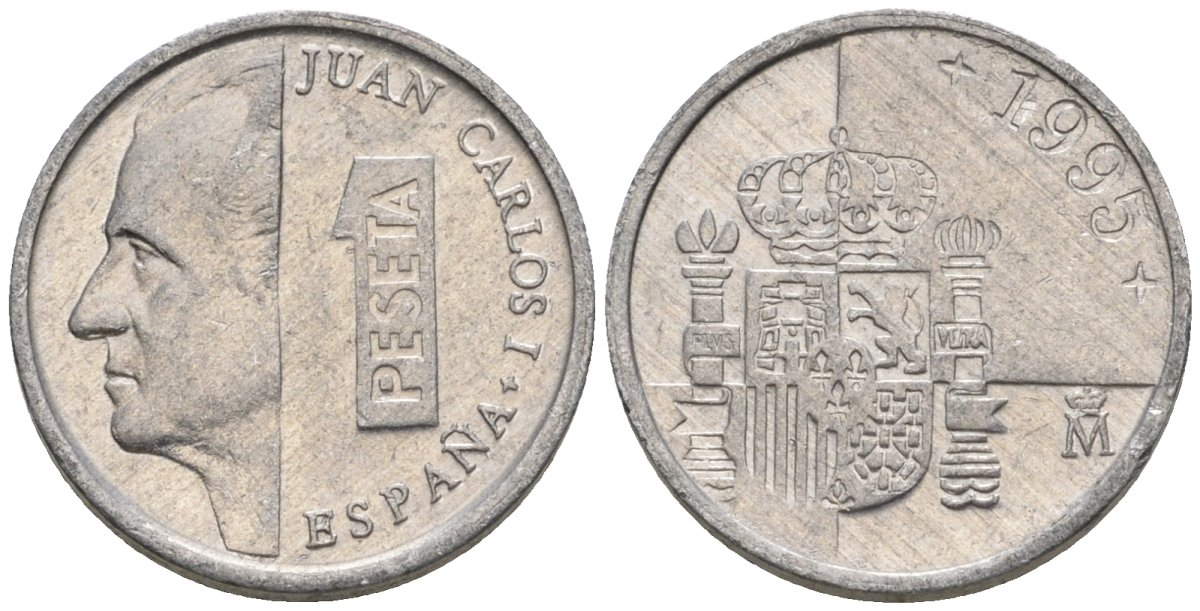 Испания 1 песета 1995 M, Хуан Карлос I (1975-2014) KM 832 алюминий 4602-1159