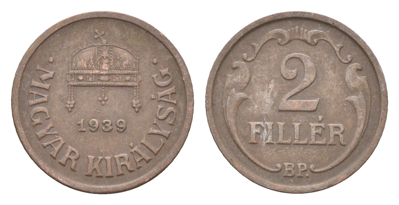 Венгрия 2 филлера 1939 BP KM 506 бронза 4665-459