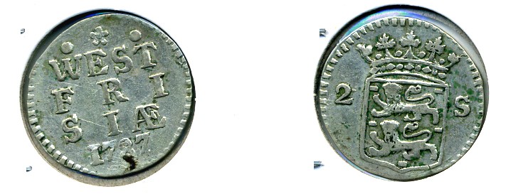 НИДЕРЛАНДЫ ЗАПАДНАЯ ФРИЗИЯ 2 ШТЮБЕРА 1787 KM 106.2 серебро 503-132