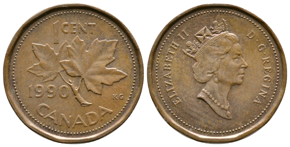 КАНАДА 1 ЦЕНТ 1990 КЛЕНОВЫЙ ЛИСТ KM 181 бронза 84-965