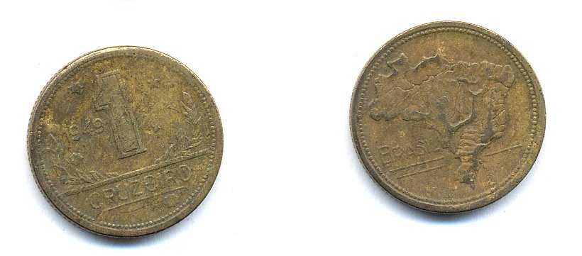 Бразилия 1 крузейро 1949 KM 558 алюминевая бронза 76-817