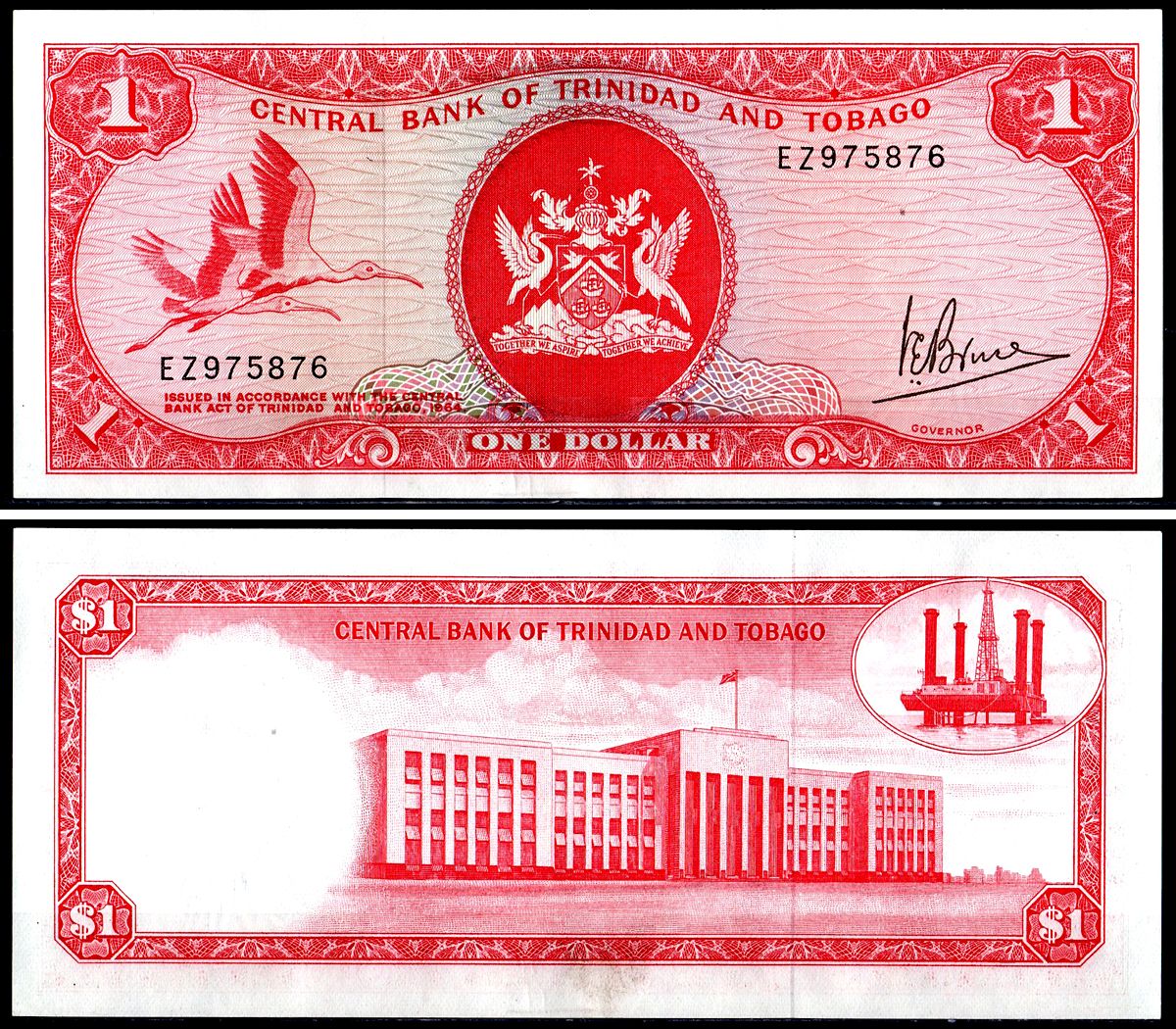 Тринидад и Тобаго 1 доллар 1964 Pick 30a бумага 3295-98-1-2