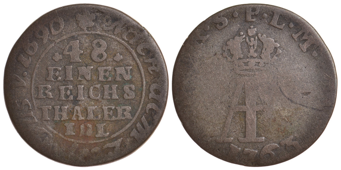 Померания, Шведское правление (Шведская Померания) 1/48 талера 1763 IDL, Адольф Фридрих KM 416 серебро 1527-621