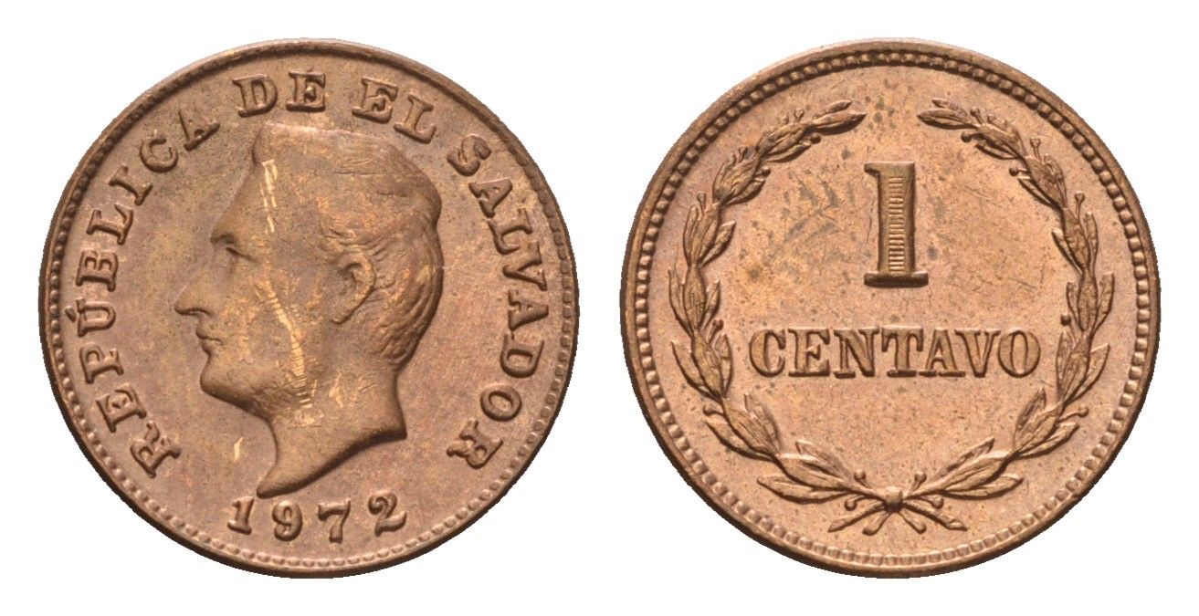 Сальвадор 1 сентаво 1972 KM 135.1 бронза UNC 4696-1049